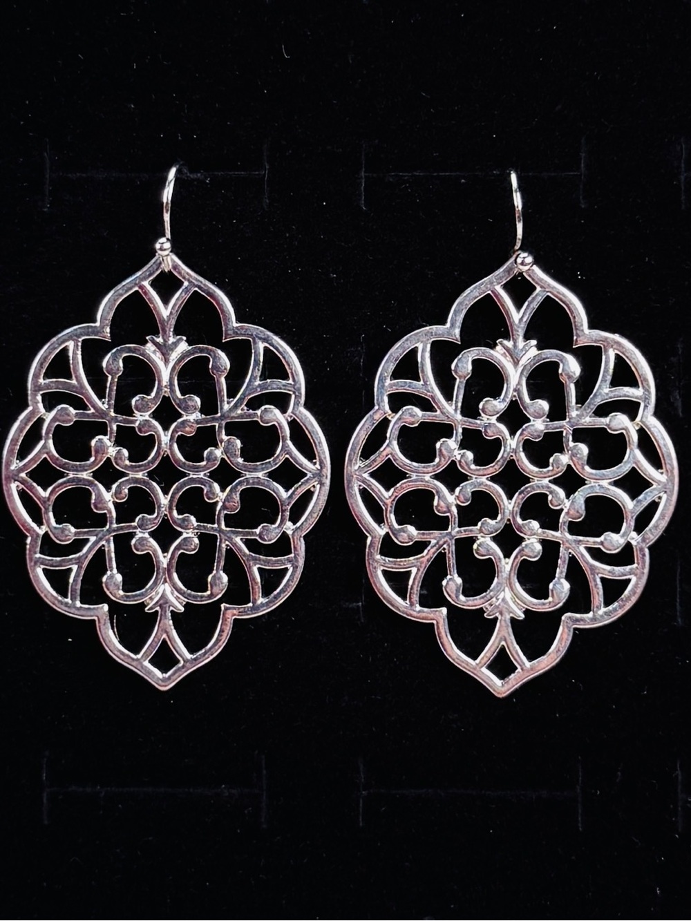 Gorgeous large Silvertone pierced earrings